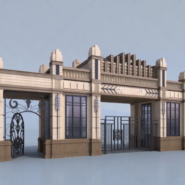 现代小区大门3D模型