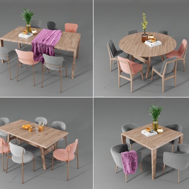 北欧餐桌椅组合3D模型