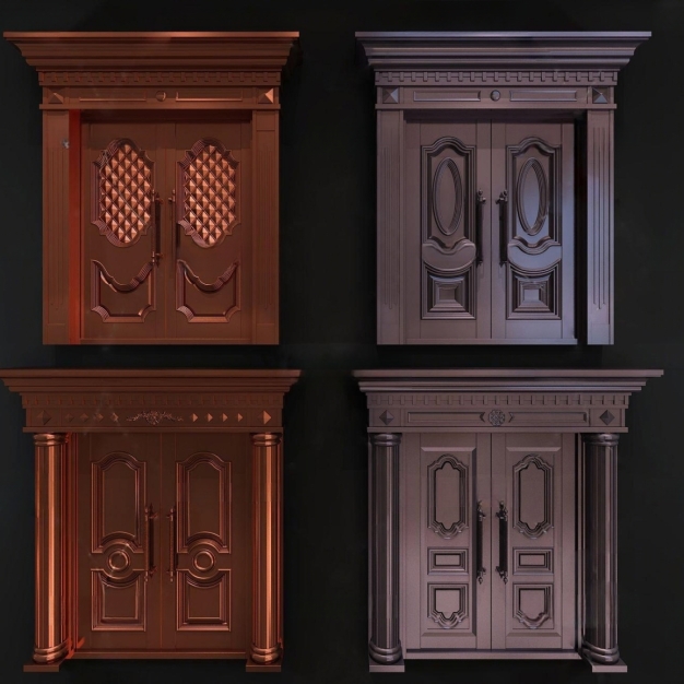 欧式铜门 双开门3D模型