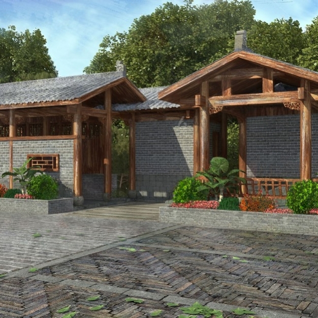 新中式建筑3D模型