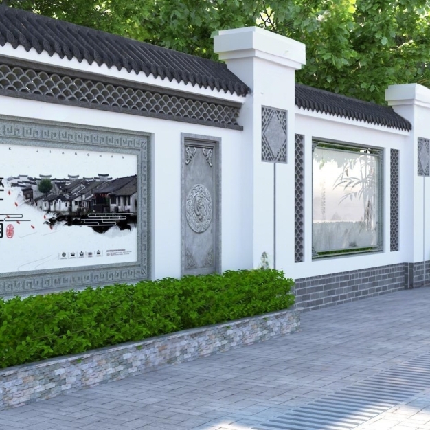新中式街道围墙3D模型