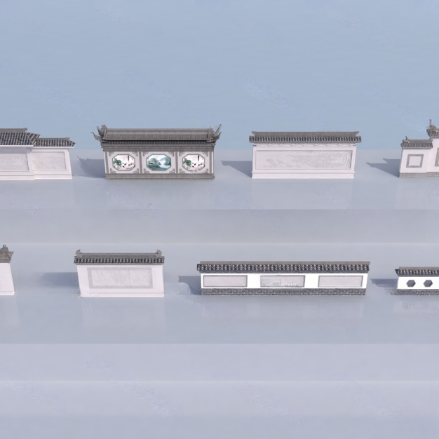 新中式景观墙3D模型