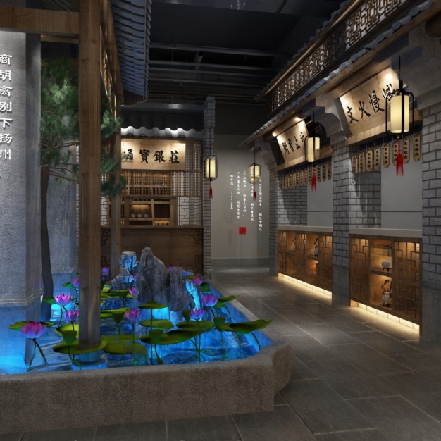 新中式餐厅3D模型