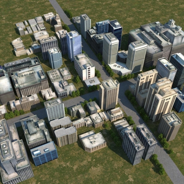 城市鸟瞰建筑3D模型