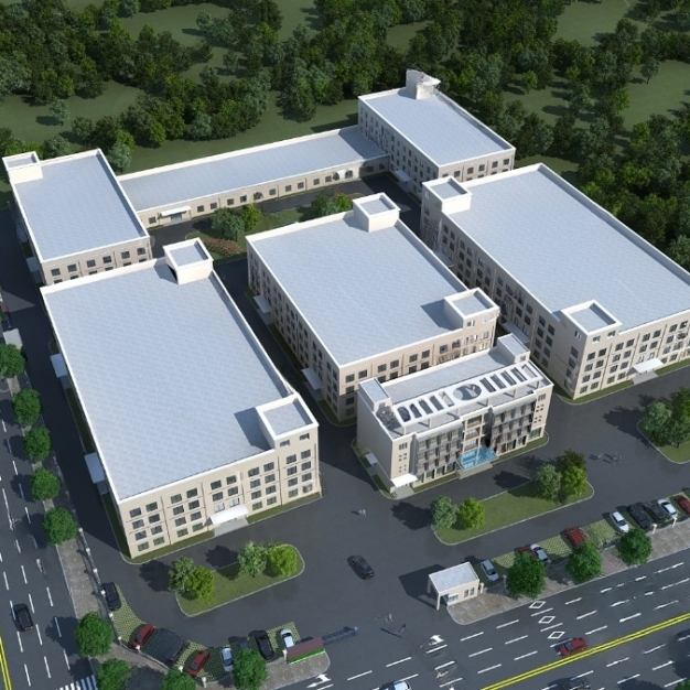 工厂建筑鸟瞰3D模型