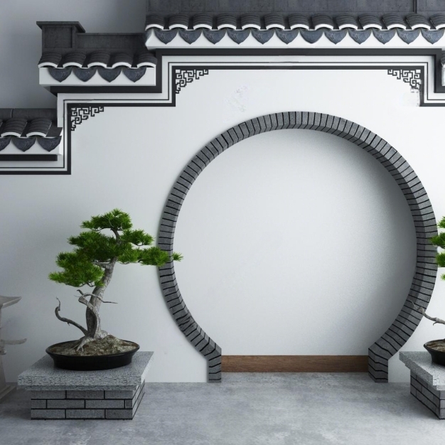 新中式拱门 屋檐3D模型