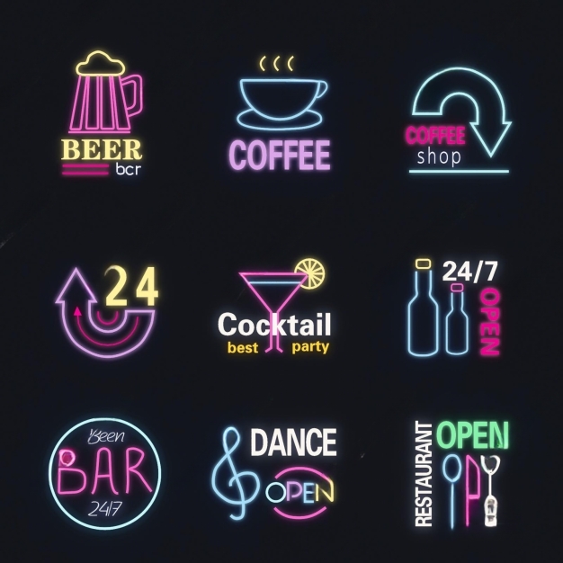 咖啡 酒吧霓虹灯3D模型