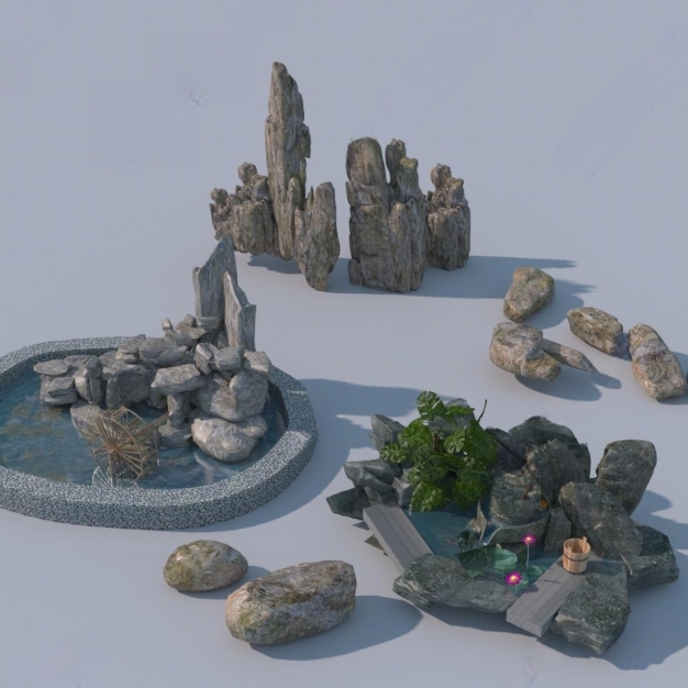 假山 石头3D模型