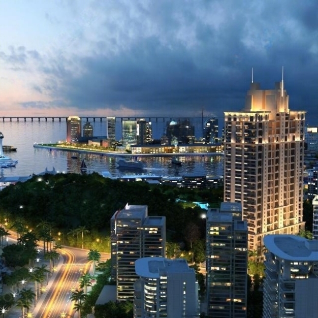 滨海城市鸟瞰3D模型