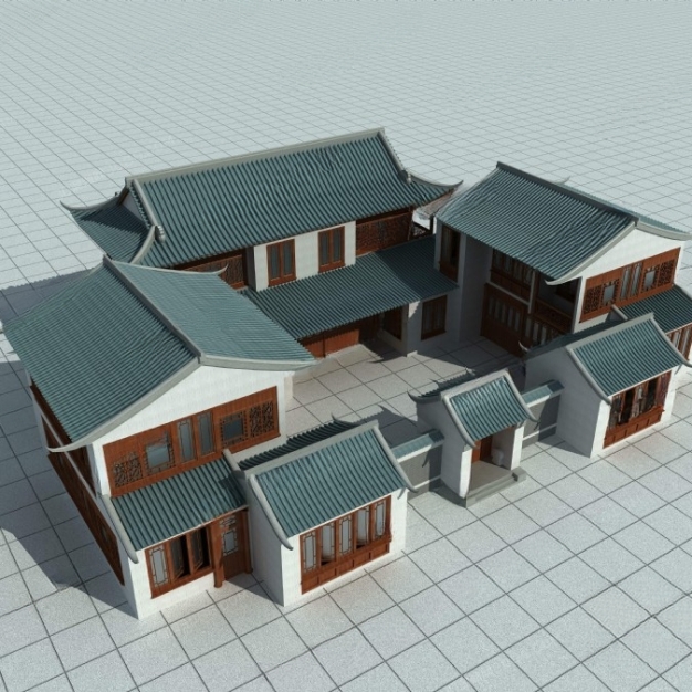 新中式建筑3D模型