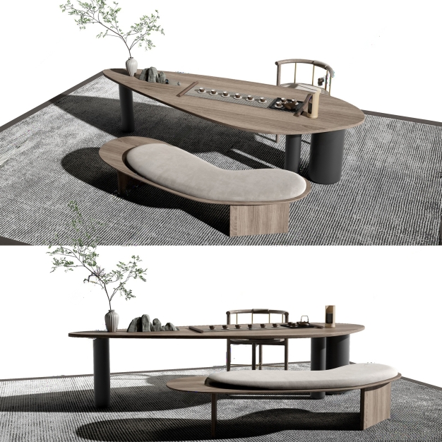 现代茶桌椅3D模型