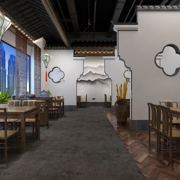 新中式餐厅3D模型