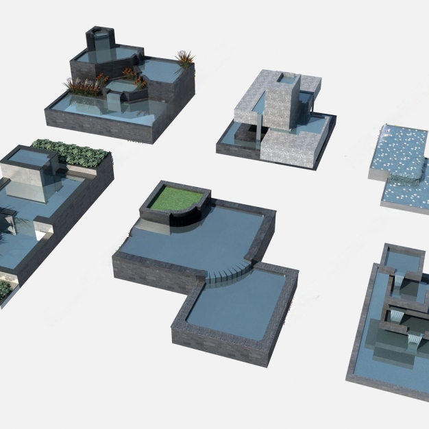 喷泉 水池景观3D模型