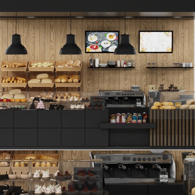 工业风甜品面包店工作台3D模型