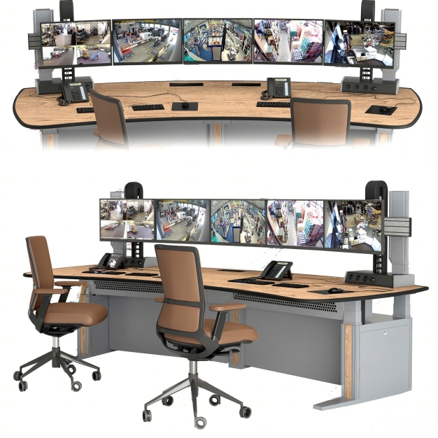 现代监控台桌椅3D模型