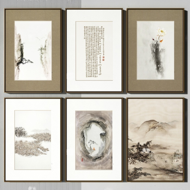新中式挂画组合3D模型