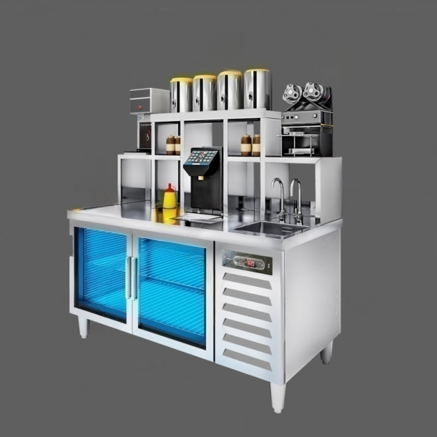现代奶茶店操作台3D模型