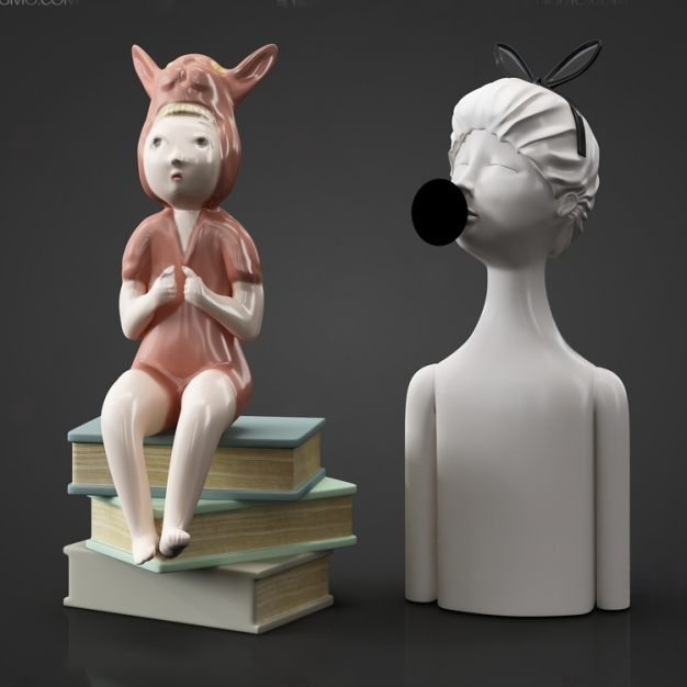  雕塑摆件组合3D模型