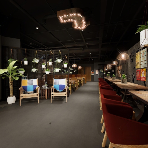 工业风火锅店3D模型