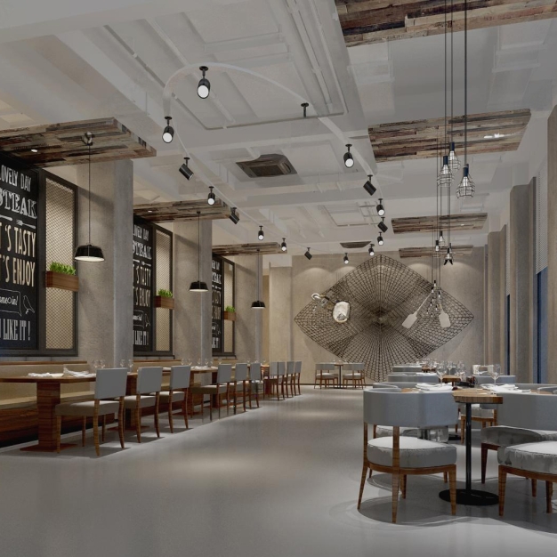 工业风主题餐厅3D模型