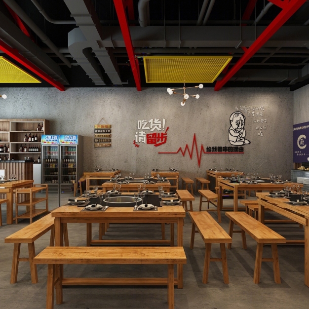 工业风火锅店3D模型