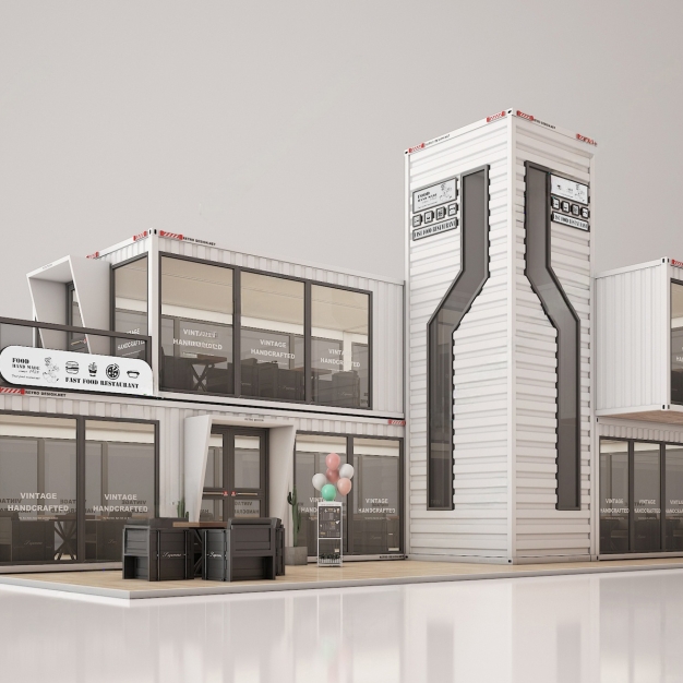 工业风集装箱快餐厅3D模型