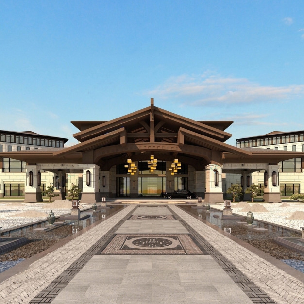 酒店入口大门景观3D模型