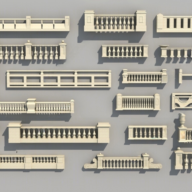 花岗岩大理石栏杆3D模型