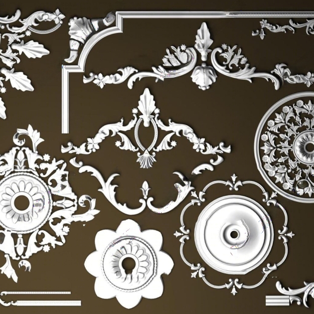 欧式石膏雕花构件组合3D模型
