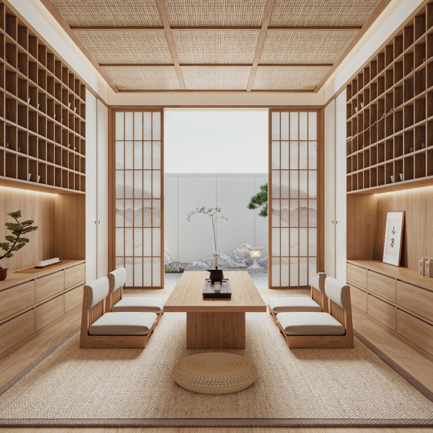 日式榻榻米茶室3D模型