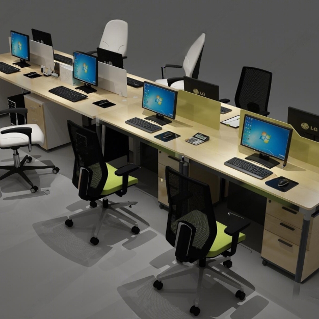 现代办公桌椅组合3D模型
