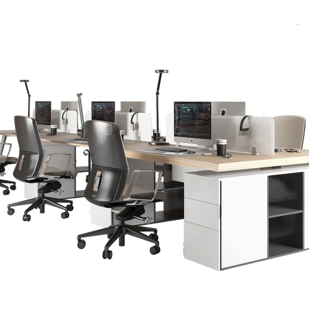 现代办公桌椅组合3D模型
