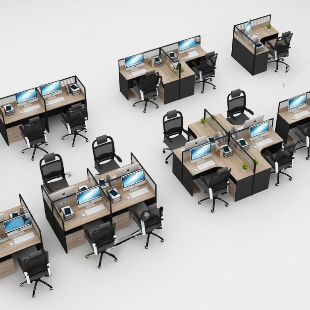 现代办公桌椅组合3D模型