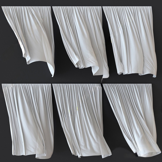  现代布艺窗帘3D模型
