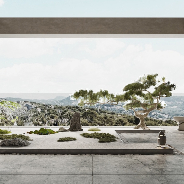  现代别墅阳台景观3D模型