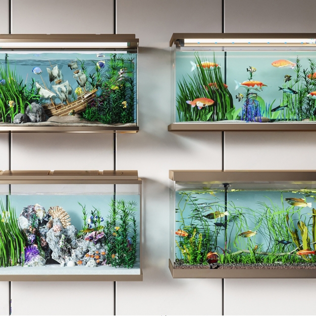 鱼缸水族箱组合3D模型