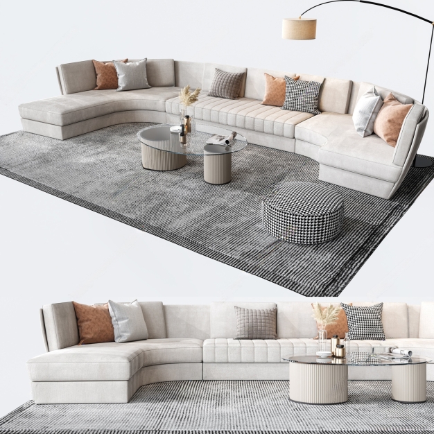 现代布艺组合沙发3D模型