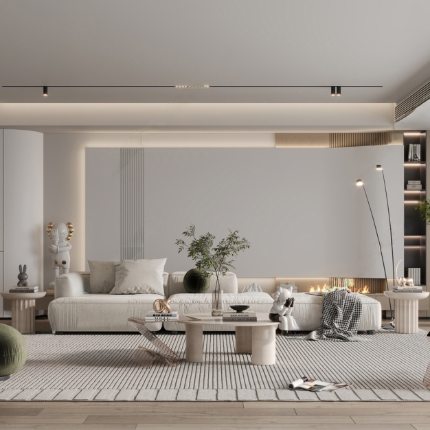 现代布艺沙发组合3D模型
