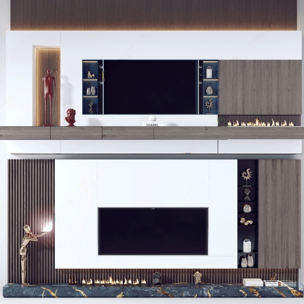 现代电视背景墙3D模型