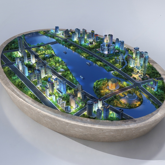 现代城市规划沙盘3D模型