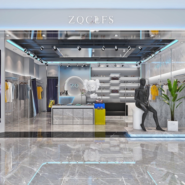 现代潮流男装店3D模型