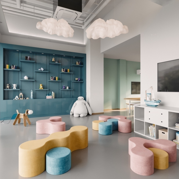 现代幼儿园3D模型