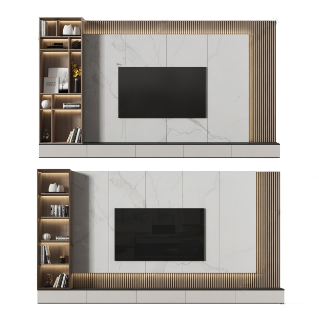 现代电视背景墙3D模型