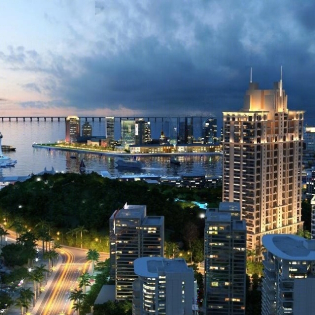  现代城市夜景鸟瞰规划3D模型