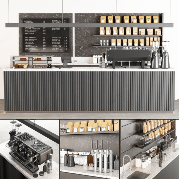 现代咖啡店操作台3D模型