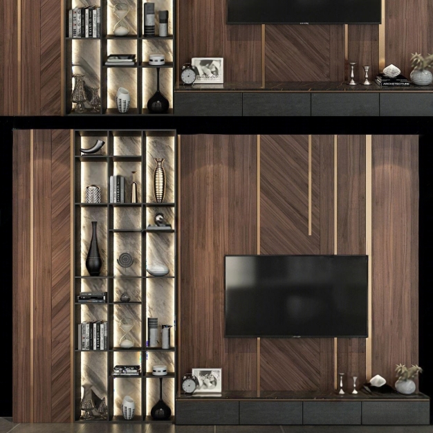 现代电视背景墙3D模型