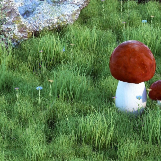 现代草地蘑菇3D模型