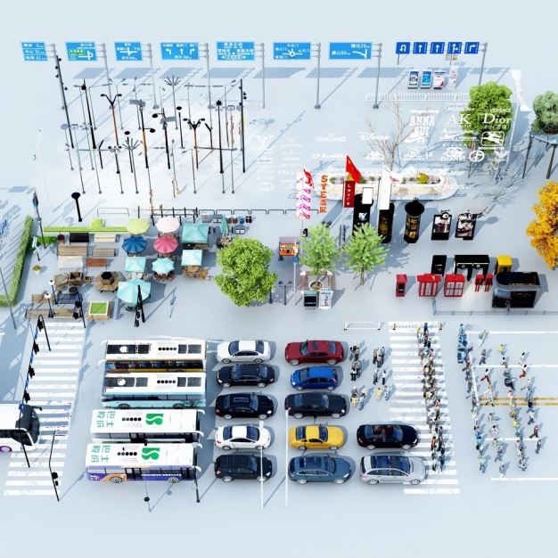现代道路设施3D模型