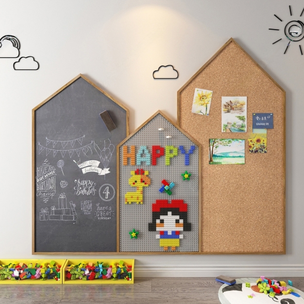 现代积木软木板墙玩具3D模型