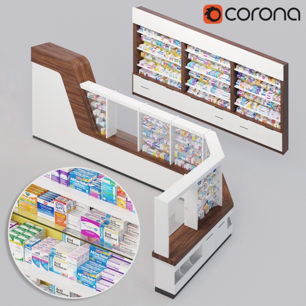 现代药品货架3D模型